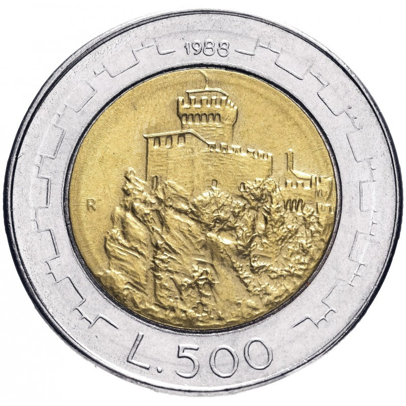 Монета 500 лир. 1988 год, Сан-Марино.UNC Монета 500 лир. 1988 год, Сан-Марино.UNC