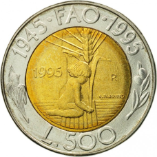 Монета 500 літрів. 1995 рік, Сан-Маріно.UNC