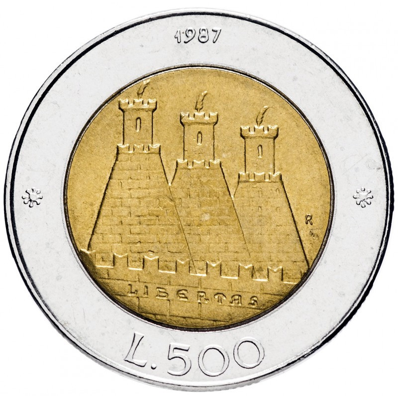 Монета 500 лір. 1987 рік, Сан-Маріно.UNC Монета 500 лір. 1987 рік, Сан-Маріно.UNC