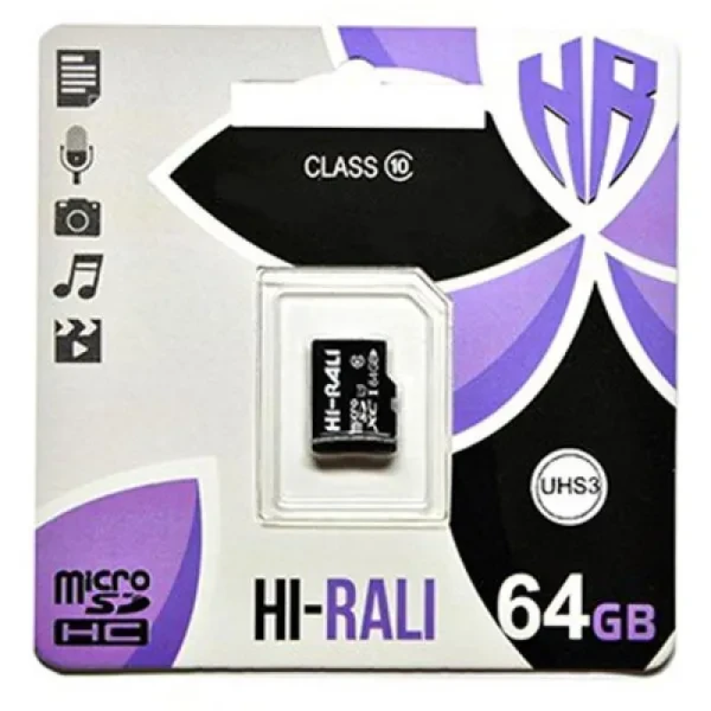 Карта пам“яті Hi-Rali microSDXC (UHS-3) 64 GB Card Class 10 Black Карта пам“яті Hi-Rali microSDXC (UHS-3) 64 GB Card Class 10 Black