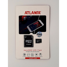 Картка пам“яті micro sd Atlanfa 32 Гб з адаптером 10 class Чорний