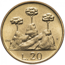 Монета 20 літрів. 1987 рік, Сан-Маріно.UNC