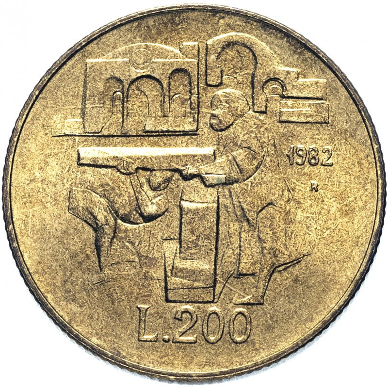Монета 200 лір. 1982 рік, Сан-Маріно.UNC Монета 200 лір. 1982 рік, Сан-Маріно.UNC