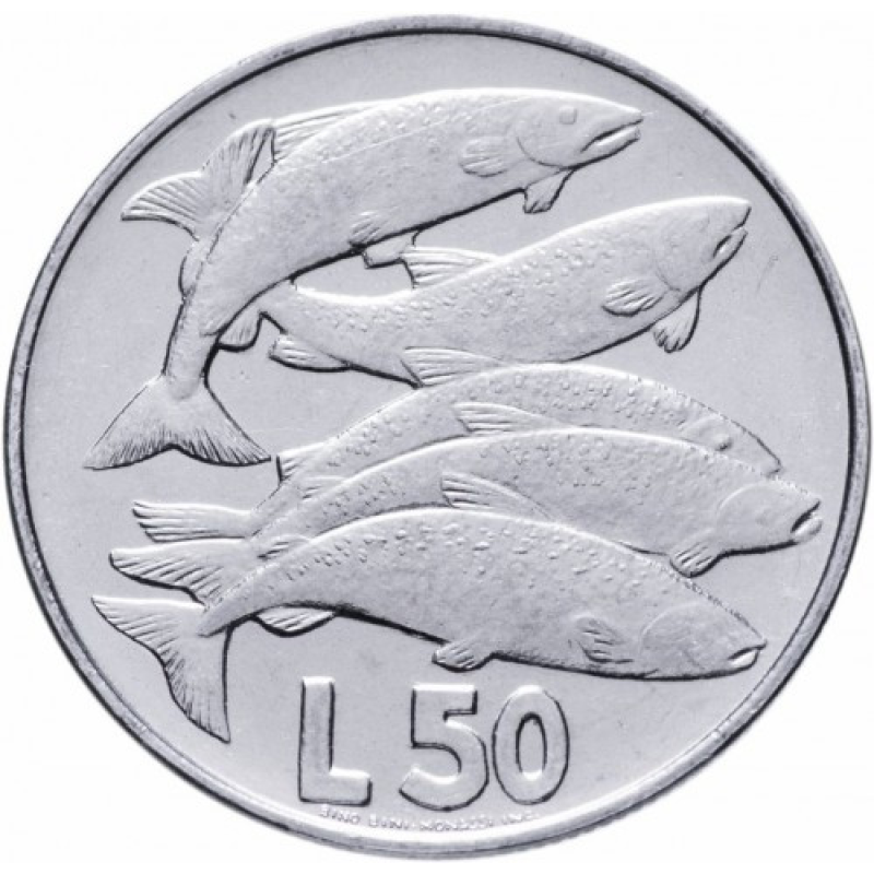 Монета 50 літрів. 1975 рік, Сан-Маріно.UNC Монета 50 літрів. 1975 рік, Сан-Маріно.UNC