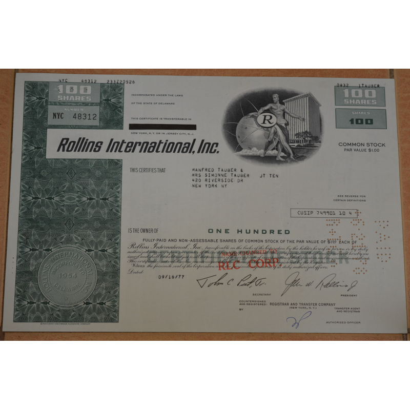 Акція. США. 1977 рік No48312 (Б-3)