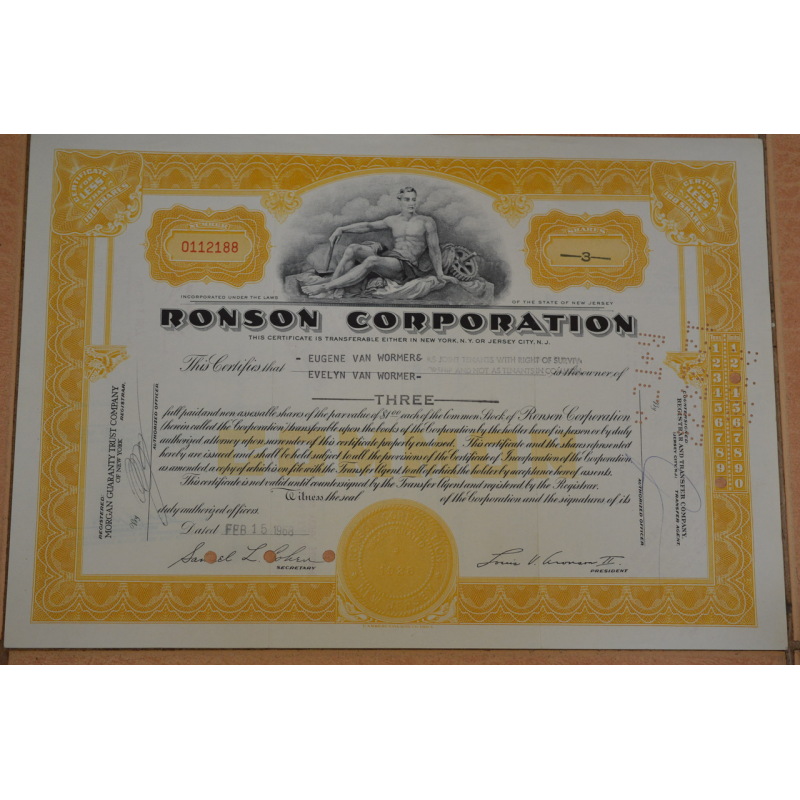 Акція. США. 1968 рік No0112188 (Б-3) Акція. США. 1968 рік No0112188 (Б-3)