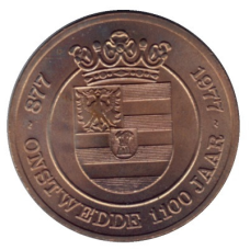 НІДЕРЛАНДИ Пам“ятна монета жетон Penningen / Steden / Onstwedde / 1977 / 1 Solidus / 1100 Jaar Onstwedde
