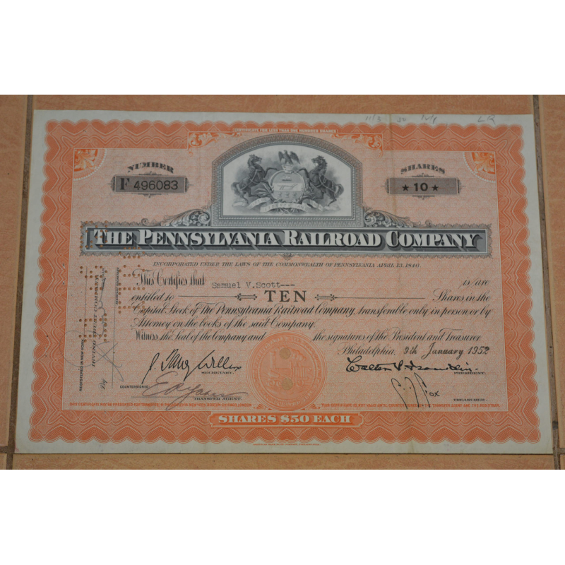 Акція. США. 1952 рік No496083 (Б-5) Акція. США. 1952 рік No496083 (Б-5)