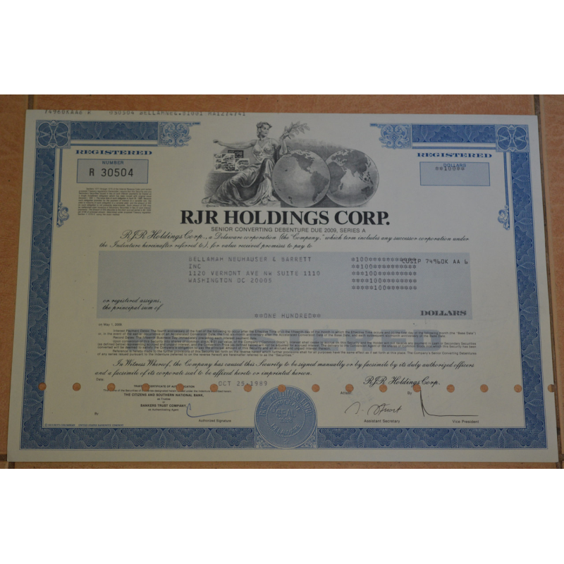 Акція. США. 1989 рік No30504 (Б-5)