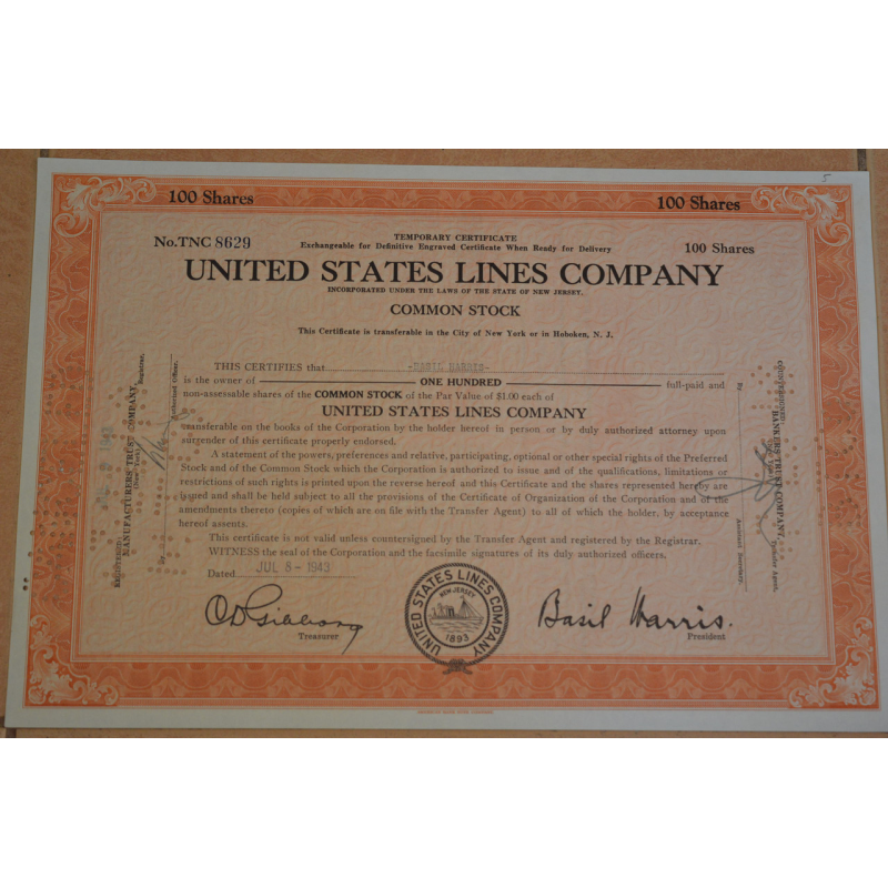 Акція. США. 1943 рік No8629 (Б-5)