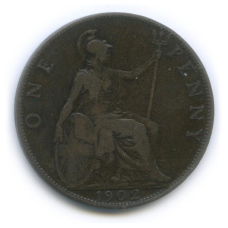 Монета Великобританія 1 пенні (penny) 1902-1916 Едуард VII