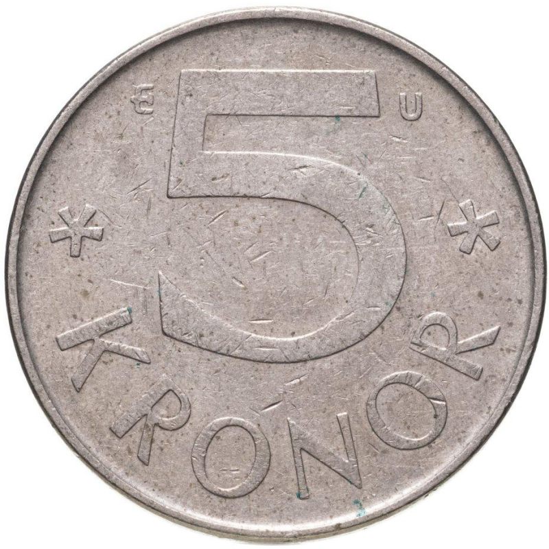 Монета 5 крон 1980-87 рік Швеція Монета 5 крон 1980-87 рік Швеція