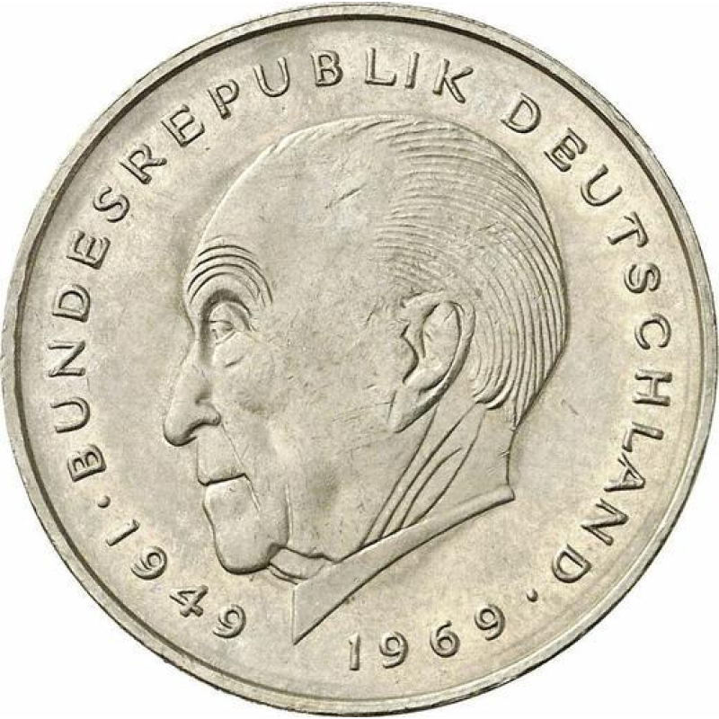 Німеччина 2 марки 1980 F “Аденауер“ Німеччина 2 марки 1980 F “Аденауер“
