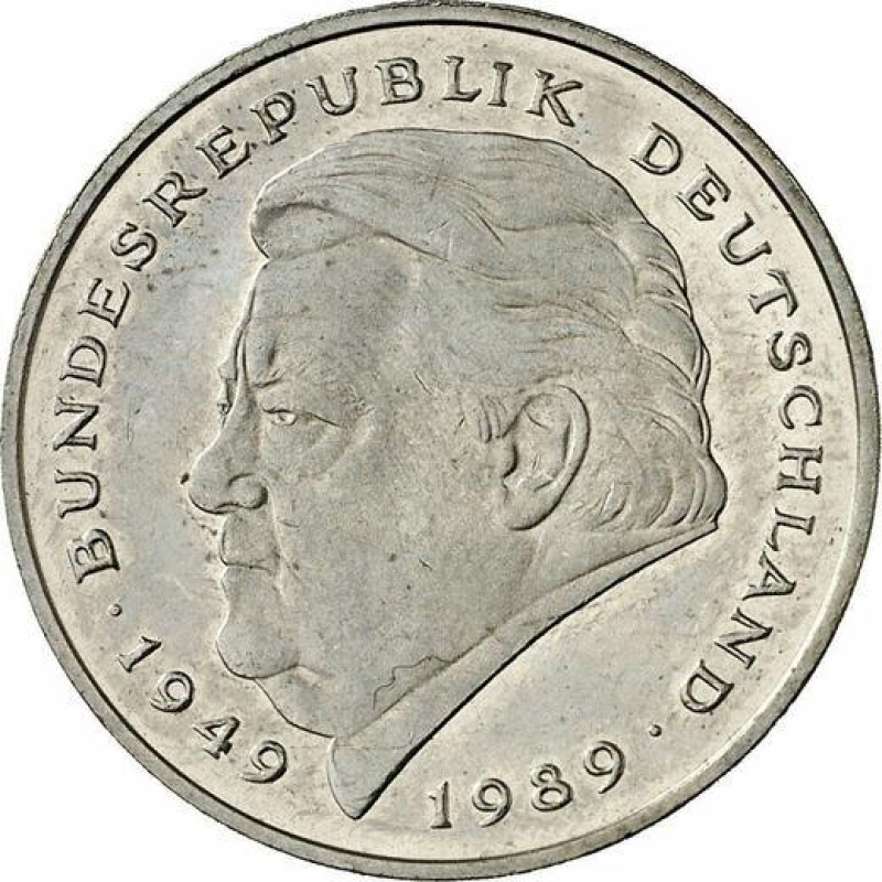 Німеччина 2 марки 1991 F “Франц Йозеф Штраус“ Німеччина 2 марки 1991 F “Франц Йозеф Штраус“