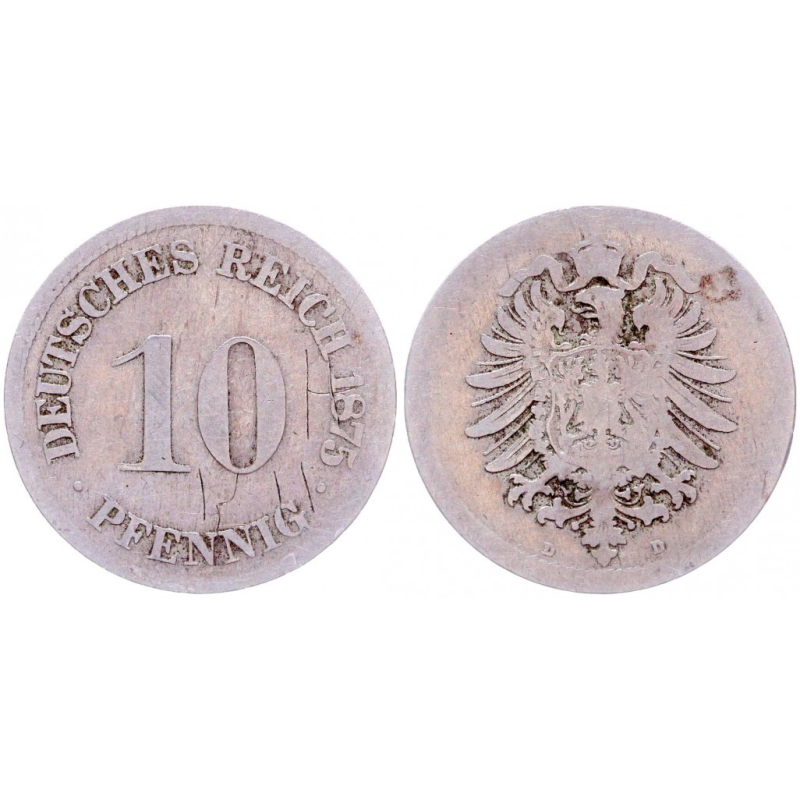 10 пфеннігів 1875 D - Німеччина 10 пфеннігів 1875 D - Німеччина