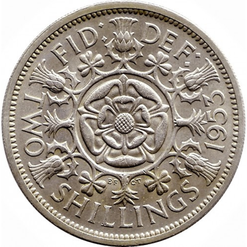 2 шиллинга, 1953 г Великобритания (коронаційні) 2 шиллинга, 1953 г Великобритания (коронаційні)