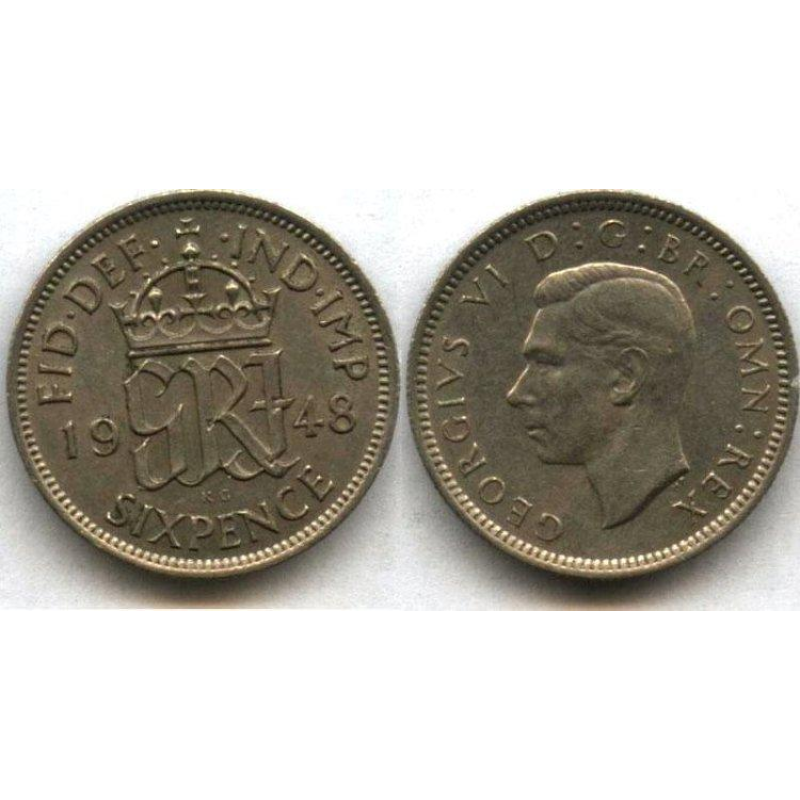 Великобританія Монета 6 пінсів Великобританія Георг VI (1947-1948) Великобританія Монета 6 пінсів Великобританія Георг VI (1947-1948)
