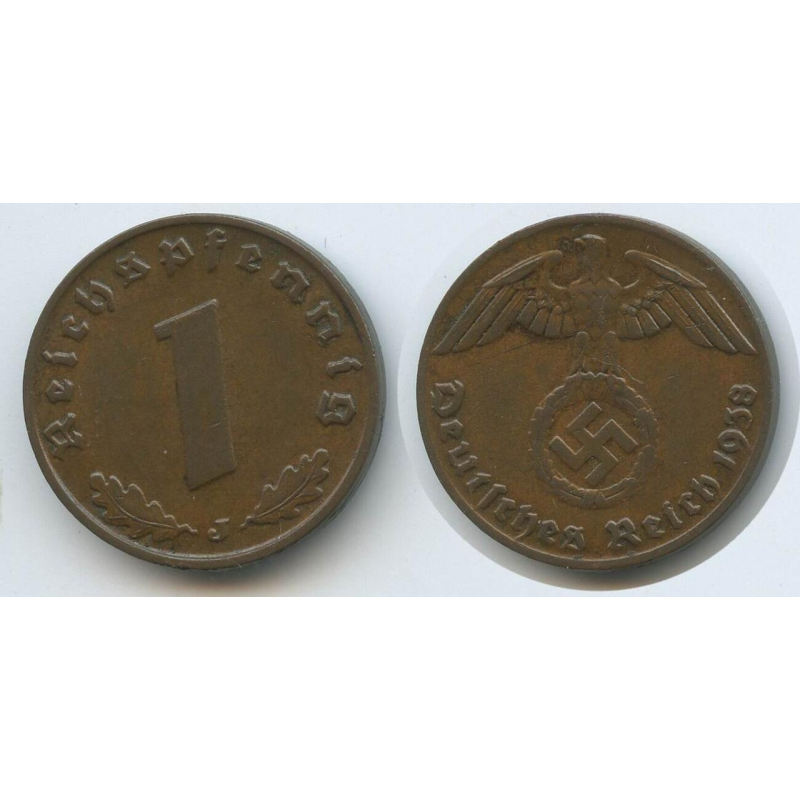 Монета 1 рейхспфенниг Німеччини 1938 г Монета 1 рейхспфенниг Німеччини 1938 г