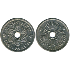 Монета 2 крони 1993,99 рік, Данія. (В)