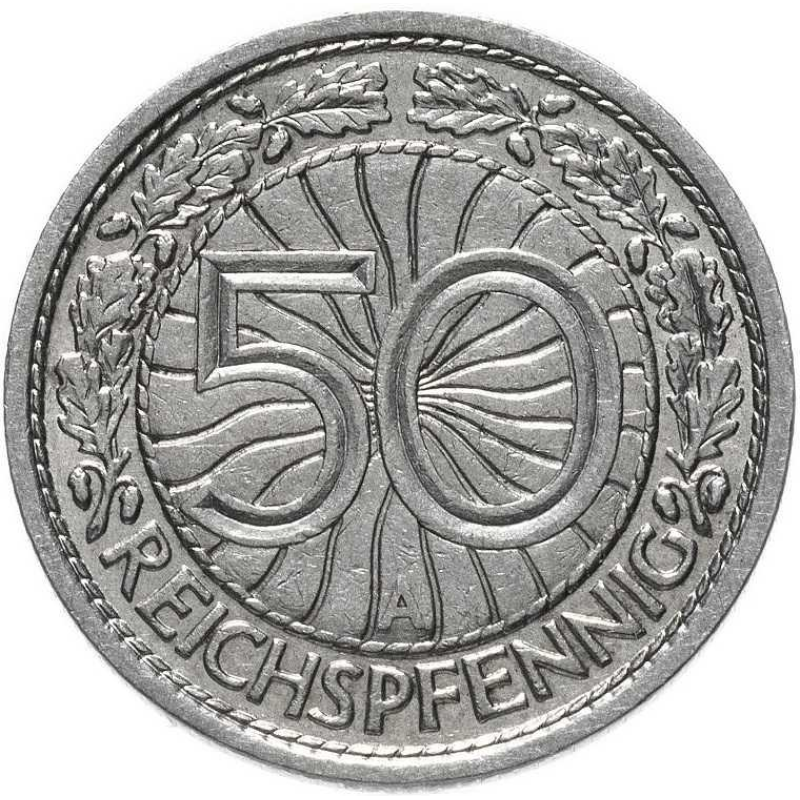 Німеччина 50 пфеннігів 1928 F-VF A Веймарська республіка Німеччина 50 пфеннігів 1928 F-VF A Веймарська республіка