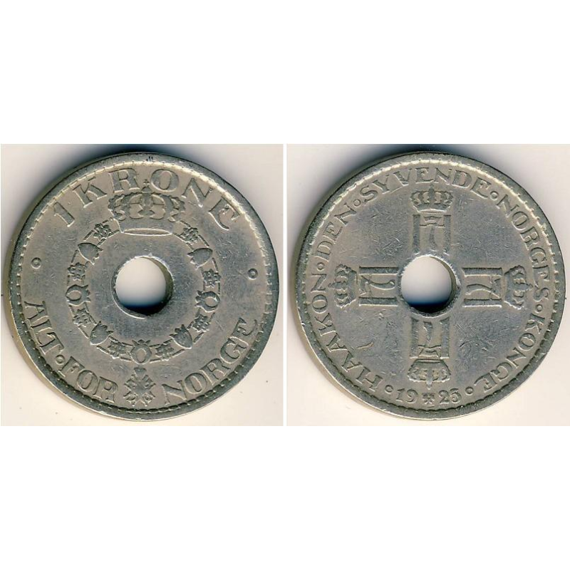 Монета 1 крона 1925-1951, Норвегія. (БД) Монета 1 крона 1925-1951, Норвегія. (БД)