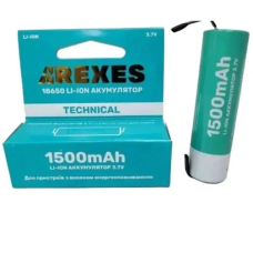Акум. Arexes 18650 3.7v 1500mah з контактами для паяння