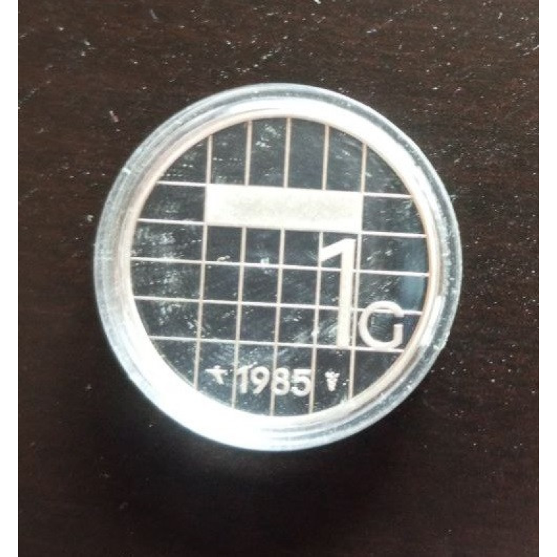 Монета 1 гульден. 1985 рік, Нідерланди. (капсула) ПРУФ Монета 1 гульден. 1985 рік, Нідерланди. (капсула) ПРУФ