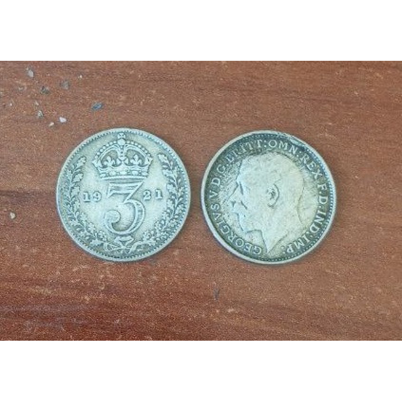Великобританія. 3 пінси 1921 р. Георг V. Срібло Великобританія. 3 пінси 1921 р. Георг V. Срібло