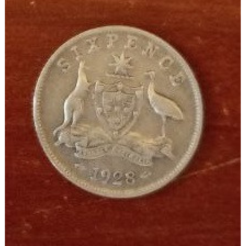 Австралія 6 пінсів 1928 Срібло Австралія 6 пінсів 1928 Срібло