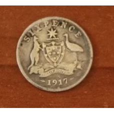 Австралія 6 пінсів 1917 Срібло