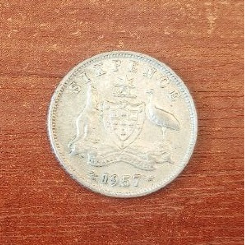 Австралія 6 пінсів 1957 Срібло Австралія 6 пінсів 1957 Срібло