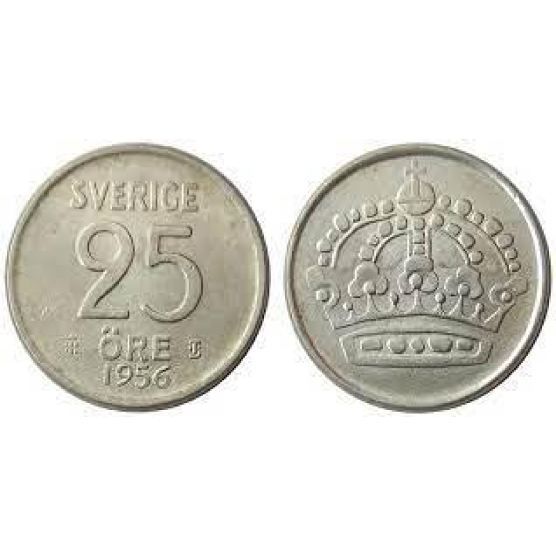 Швеція 25 ере 1956 рік (срібло) Швеція 25 ере 1956 рік (срібло)