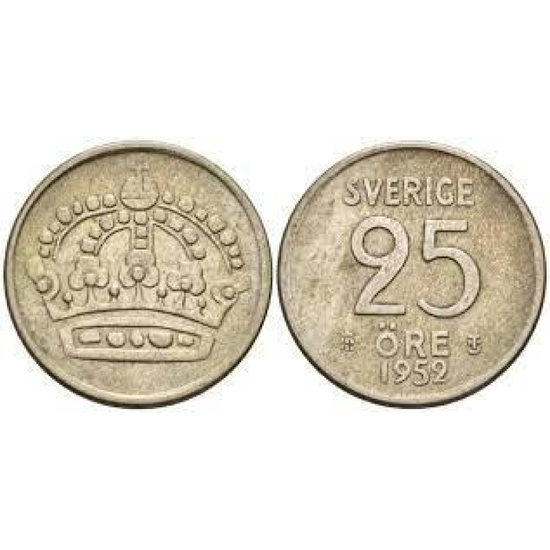 Швеція 25 ере 1952 рік (срібло) Швеція 25 ере 1952 рік (срібло)