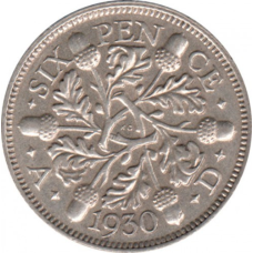 Великобританія 6 пінсів 1930 рік (срібло)