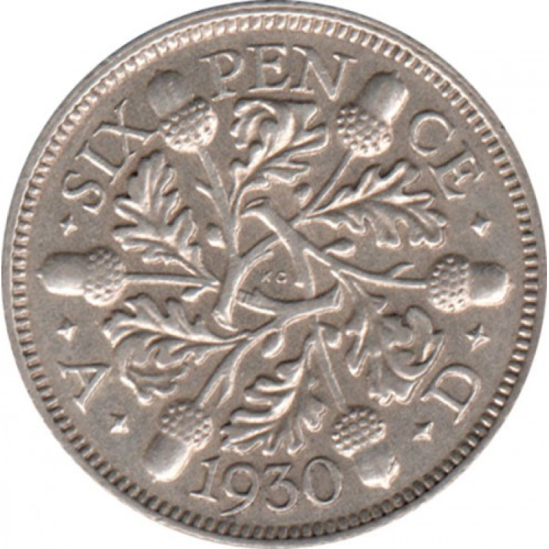 Великобританія 6 пінсів 1930 рік (срібло) Великобританія 6 пінсів 1930 рік (срібло)