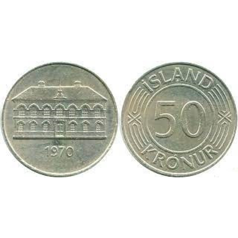 Монета Ісландія 50 крон 1970 року Монета Ісландія 50 крон 1970 року