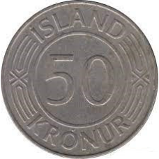 Монета Ісландія 50 крон 1971 року