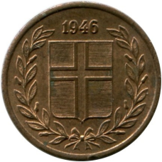 Ісландія 1946 рiк 1 аурар.