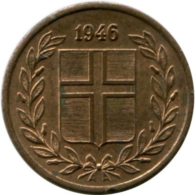 Ісландія 1946 рiк 1 аурар. Ісландія 1946 рiк 1 аурар.