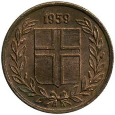 Ісландія 1959 рiк 1 аурар.