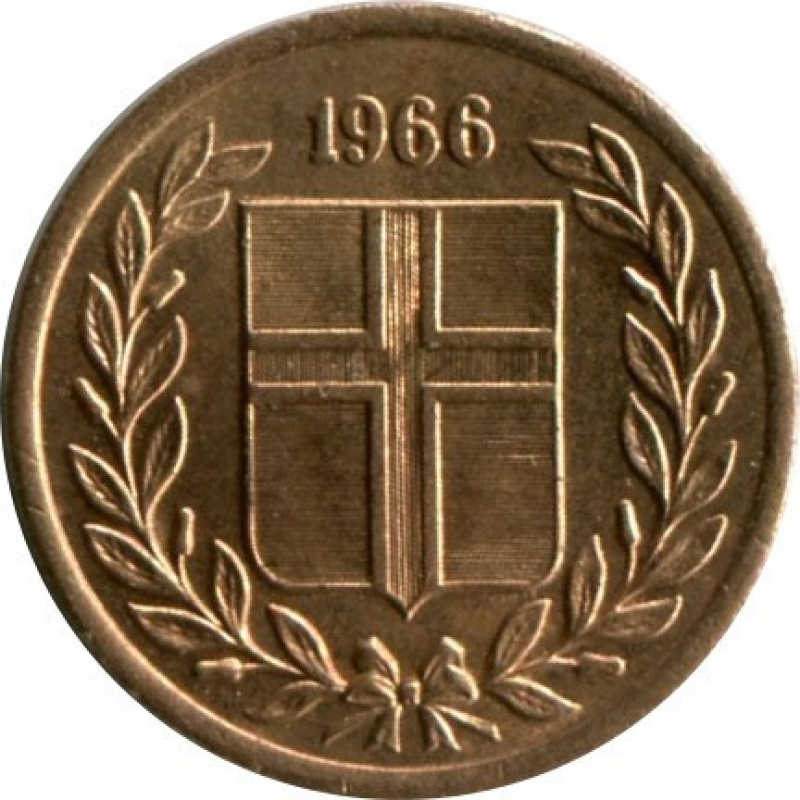 Ісландія 1966 рiк 1 аурар. Ісландія 1966 рiк 1 аурар.