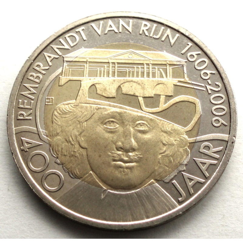 НІДЕРЛАНДИ LEIDEN 2 REMBRANDT 2006 UNC Місцева валюта 30 мм 10.5г