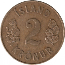 Монета 2 крони. 1958 рік, Ісландія.