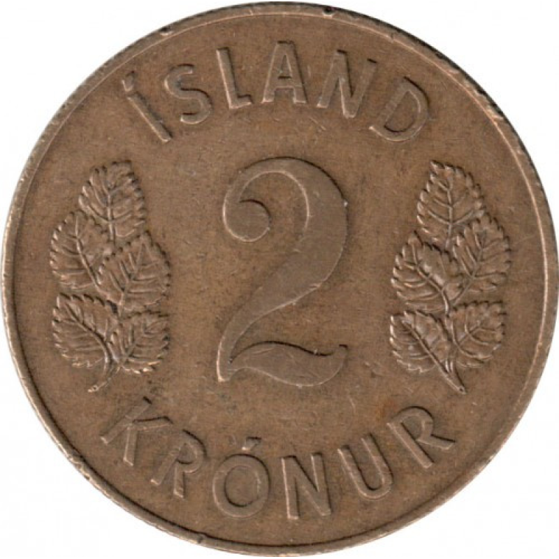 Монета 2 крони. 1958 рік, Ісландія. Монета 2 крони. 1958 рік, Ісландія.