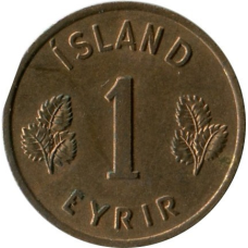 Ісландія 1957 рiк 1 аурар.