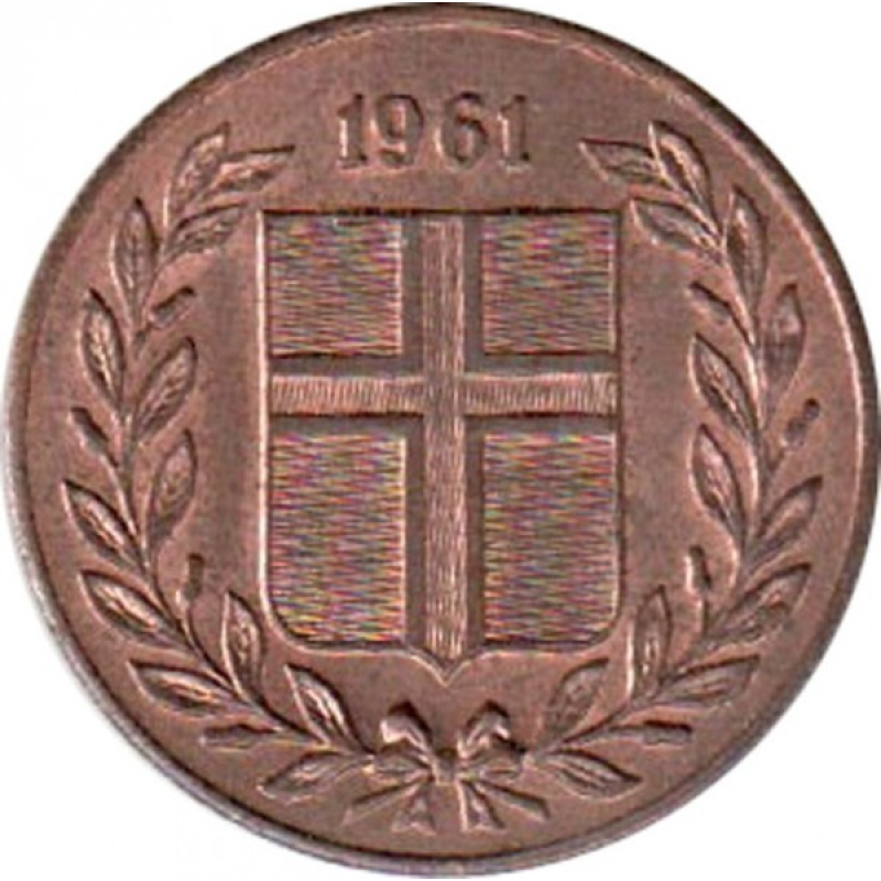 Ісландія 1961 рiк 5 аурар. Ісландія 1961 рiк 5 аурар.