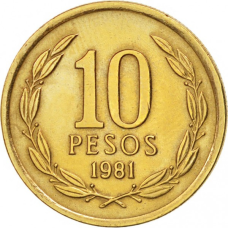 Чилі 10 песо, 1981-2022 (Д)