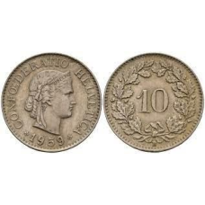 Швейцарія 10 рапенів 1959