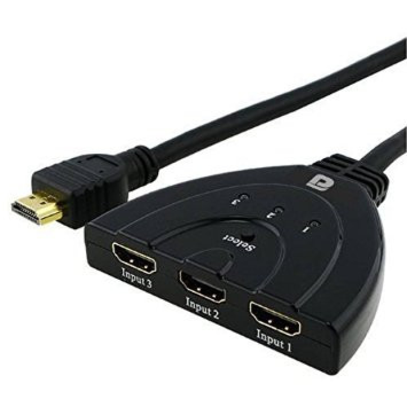 HDMI світч на 3 порти (3 гнізда HDMI - 1 штекер HDMI), з кабелем, без живлення HDMI світч на 3 порти (3 гнізда HDMI - 1 штекер HDMI), з кабелем, без живлення