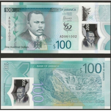 Ямайка 100 доларів 2022р UNC Р-97 полімер “60 років Ямайці“